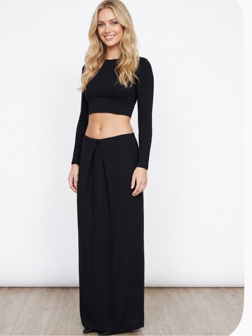 Vintage Giorgio Armani draped high-waist pure wool  maxi skirt, Made in Italy